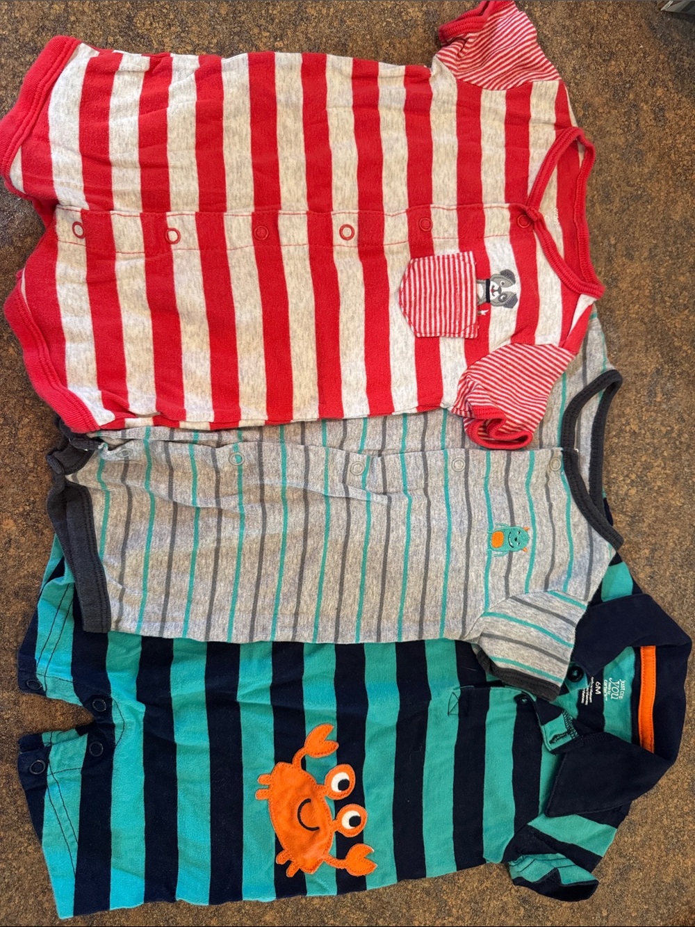 Lot of 3 Carters Short-Sleeve Rompers